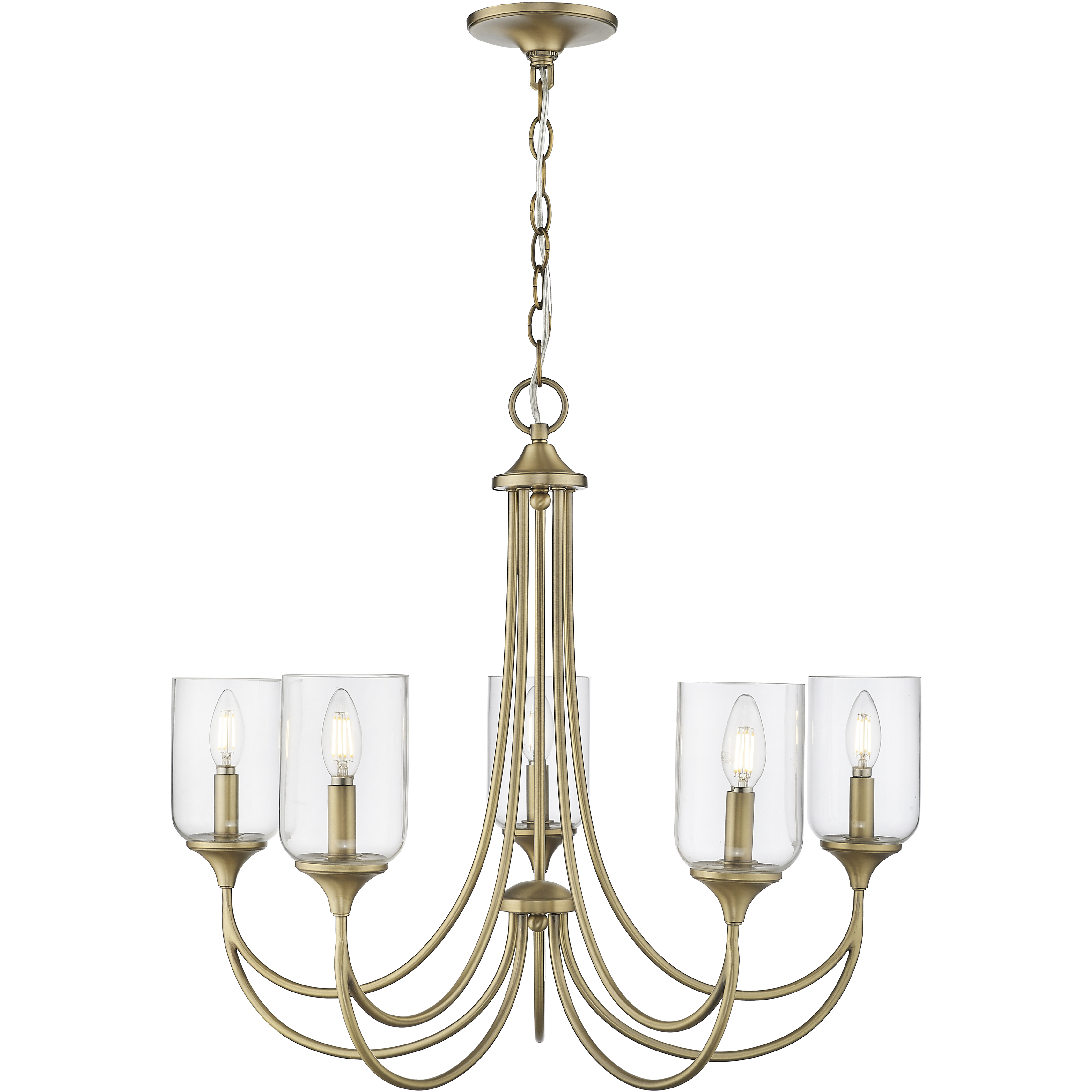 Waddingham 5 Light 27 inch Vintage Brass Chandelier Ceiling Light